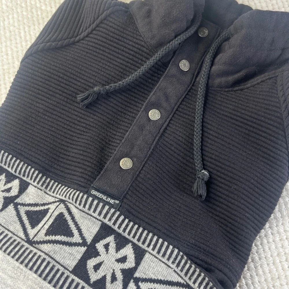 Vintage Greenline International Mens‎ XL Aztec Geometric Henley Sweatshirt